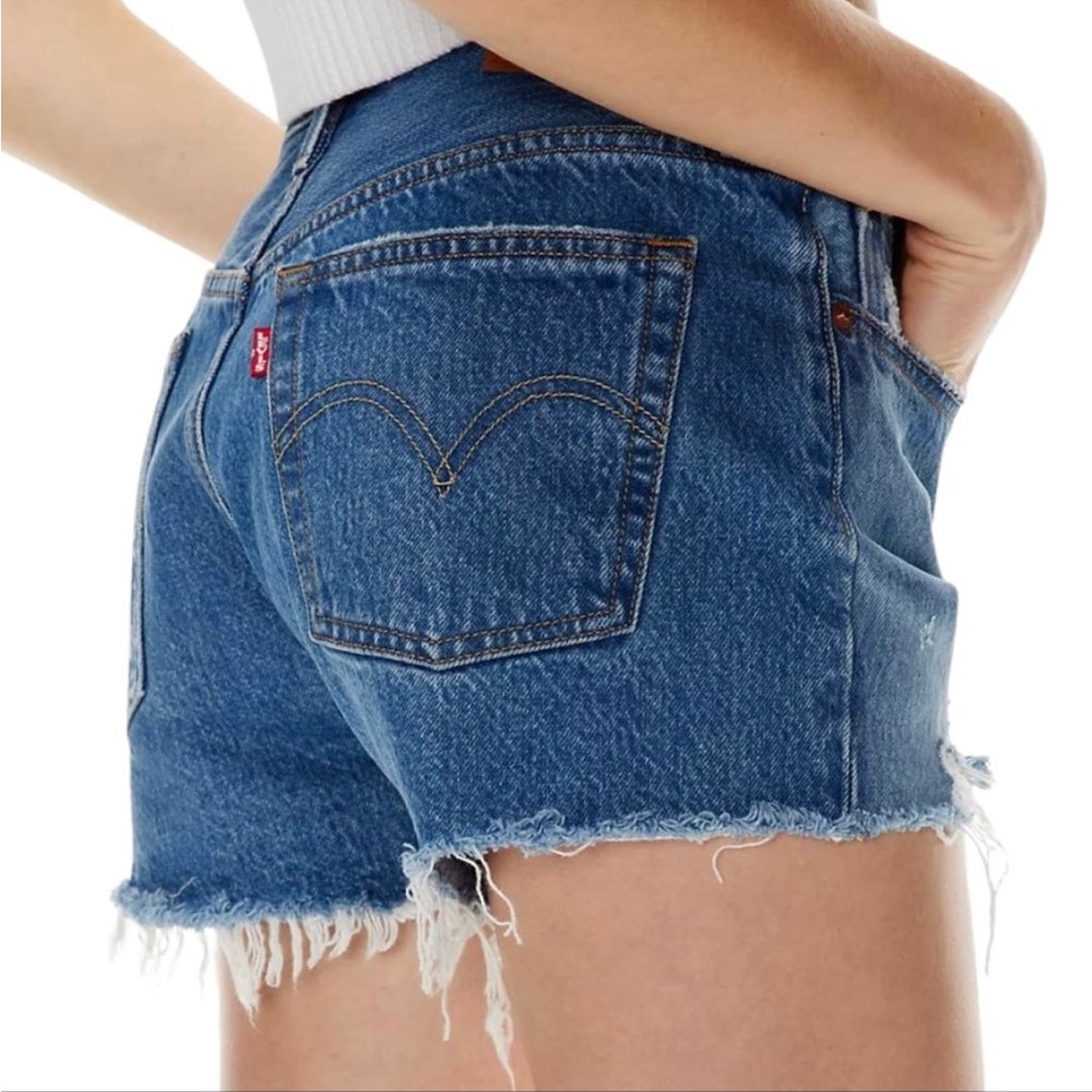 Levi's 501 Blue Jean Shorts High-Waisted Distressed